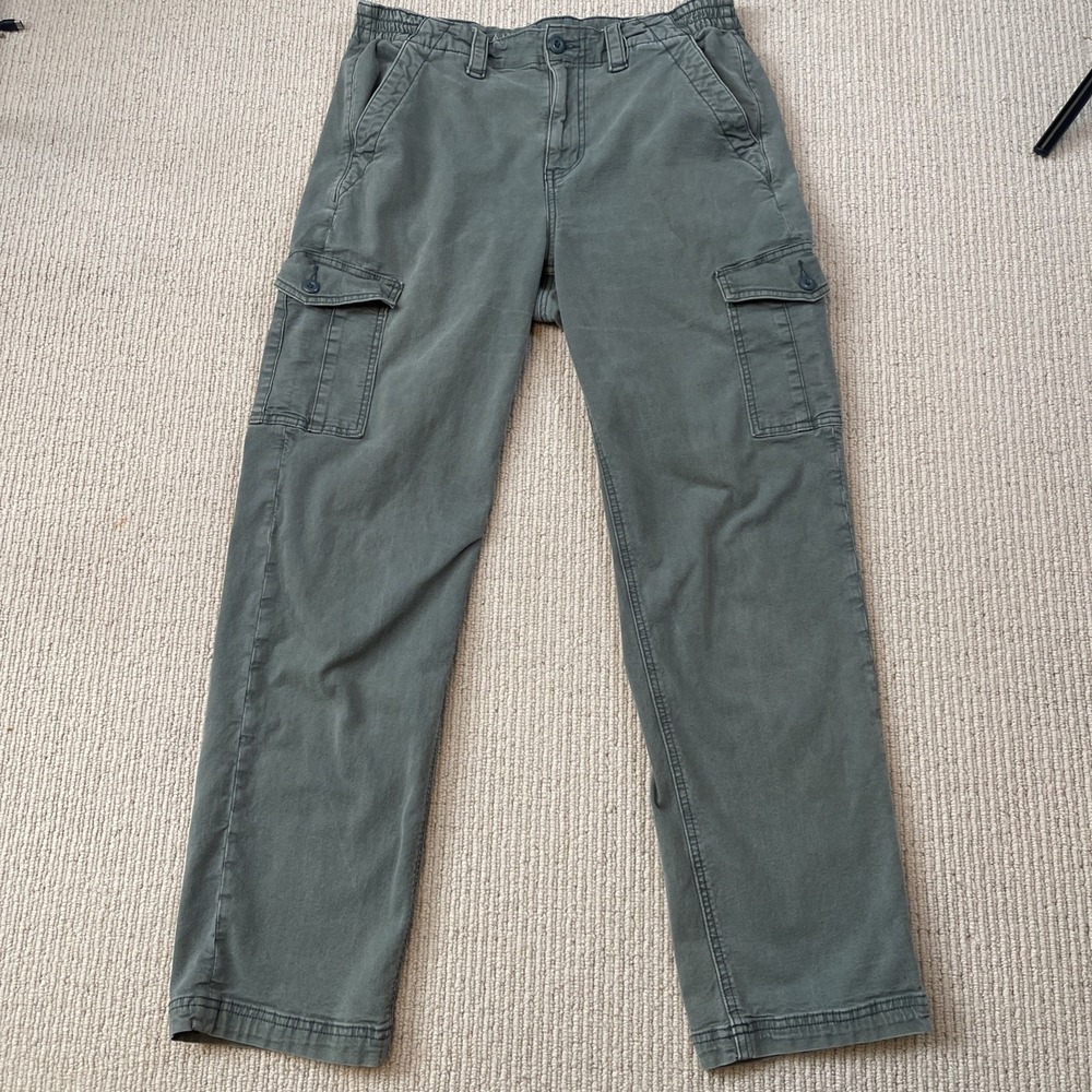 American Eagle  Womens 10 Green Cargo Chino Stretch Twill Elastic Waist Pockets